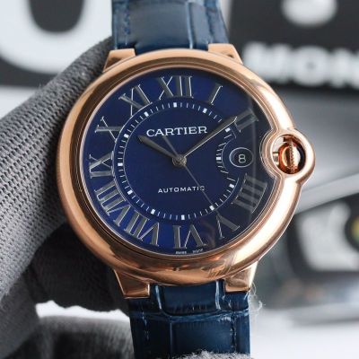 Cartier 42MM 18K Mechanical Movmene White/Blue Dial Men Watch